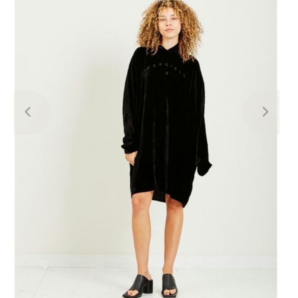 MM6 Maison Margiela Silk-Blend Velour Hooded Dress - Black - Size US 6 / IT 42